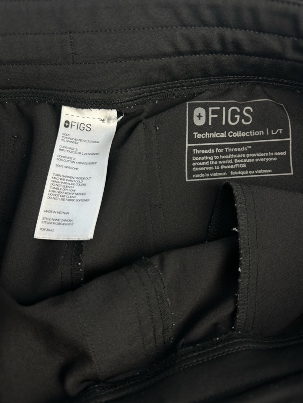 Figs Scrub Pants Technical Collection Zamora Joggers Black Unisex Large Tall LT - Picture 3 of 7